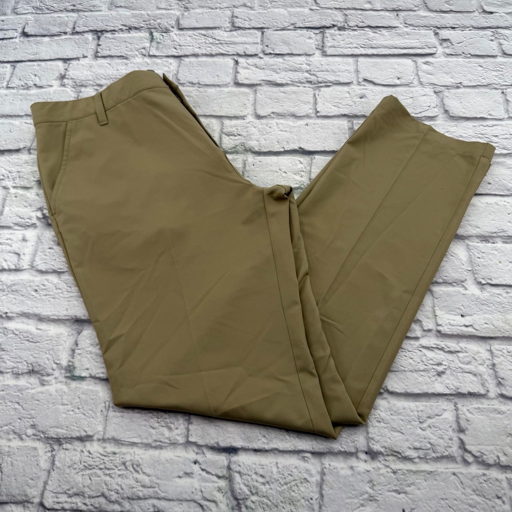 Adidas Mens Golf Pants Tan Khaki Straight Leg Stretch Waist 34x32 Athleisure